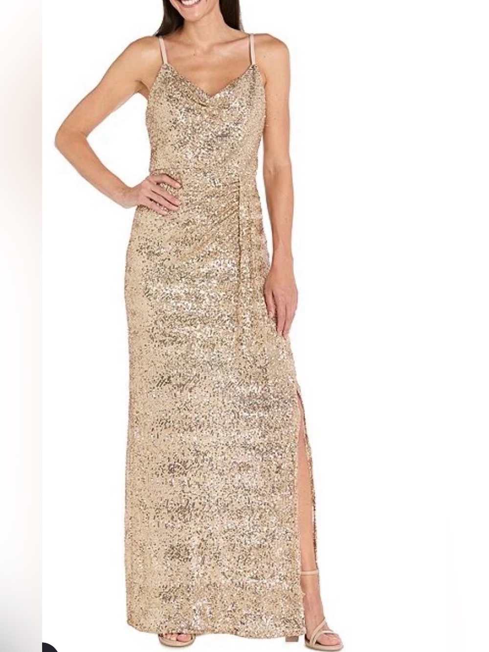 R&M Richards Gala Long Dress - Sequins Gold/Champan.